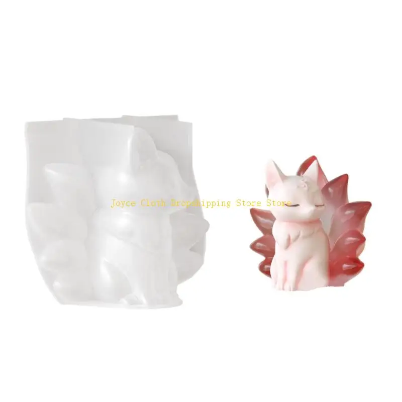 Practical Figurine Molds Foxes Handmade Ornament Moulds Silicone Texture 10CD