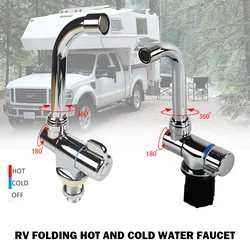 RV Rotating Sink Hot Or Cold Faucet 180 Degree Folding 360 Rotating Faucet RV Kitchen Bathroom Caravan Faucet Accessories