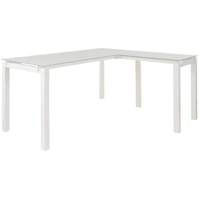 

Baraga Contemporary Glass L-Shaped Home Office Desk, White