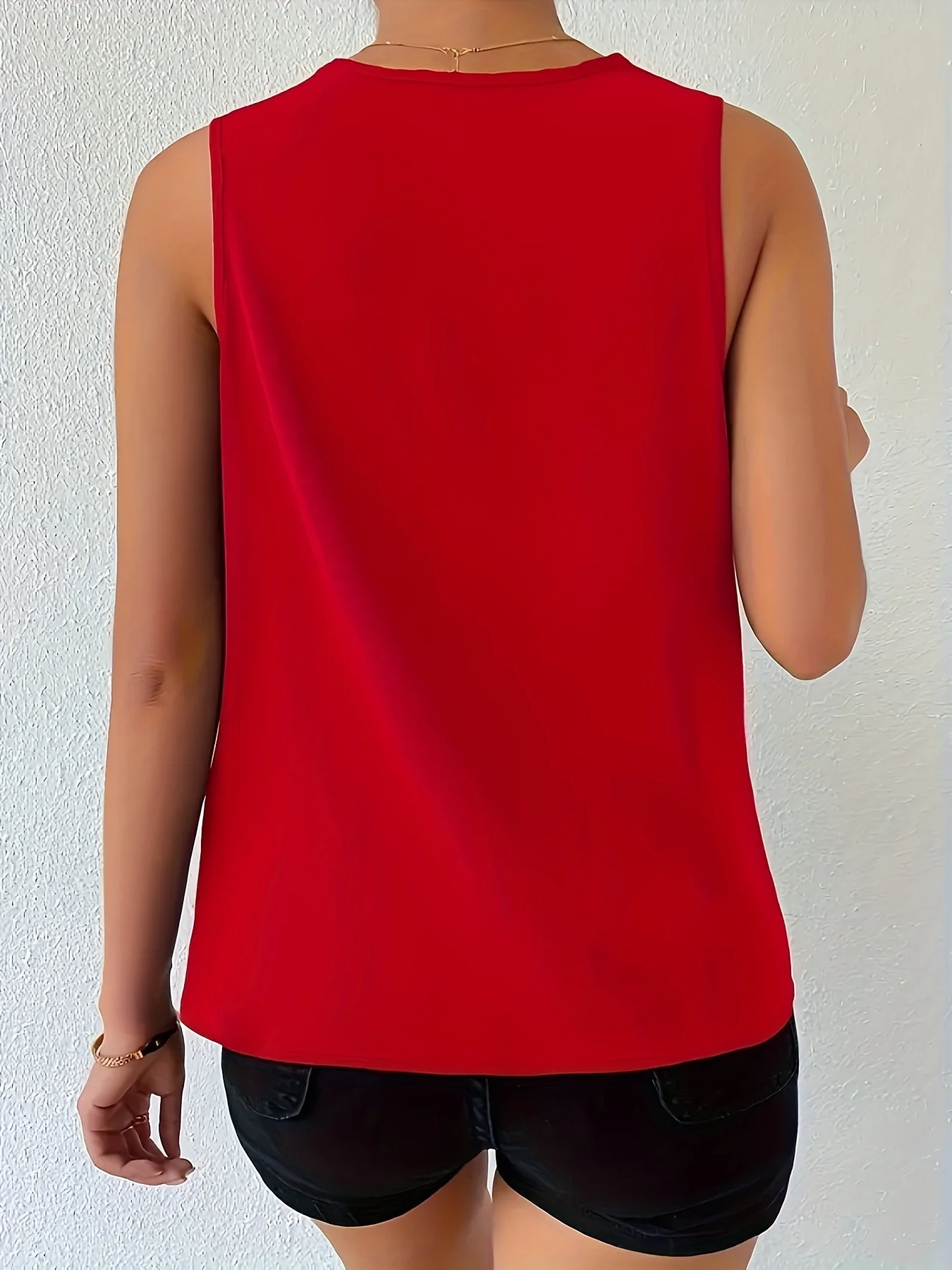 Elegant Plus Size Red Sleeveless Cowl Neck Blouse for Women Comfortable Summer Casual and Formal Top