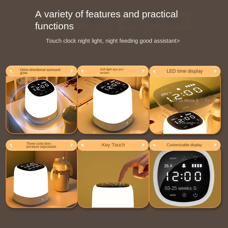 Luz noturna sensível ao toque com bateria de longa duração, lâmpada de mesa para cuidados com os olhos, lâmpada de cabeceira, luz de ambiente para dormir no quarto