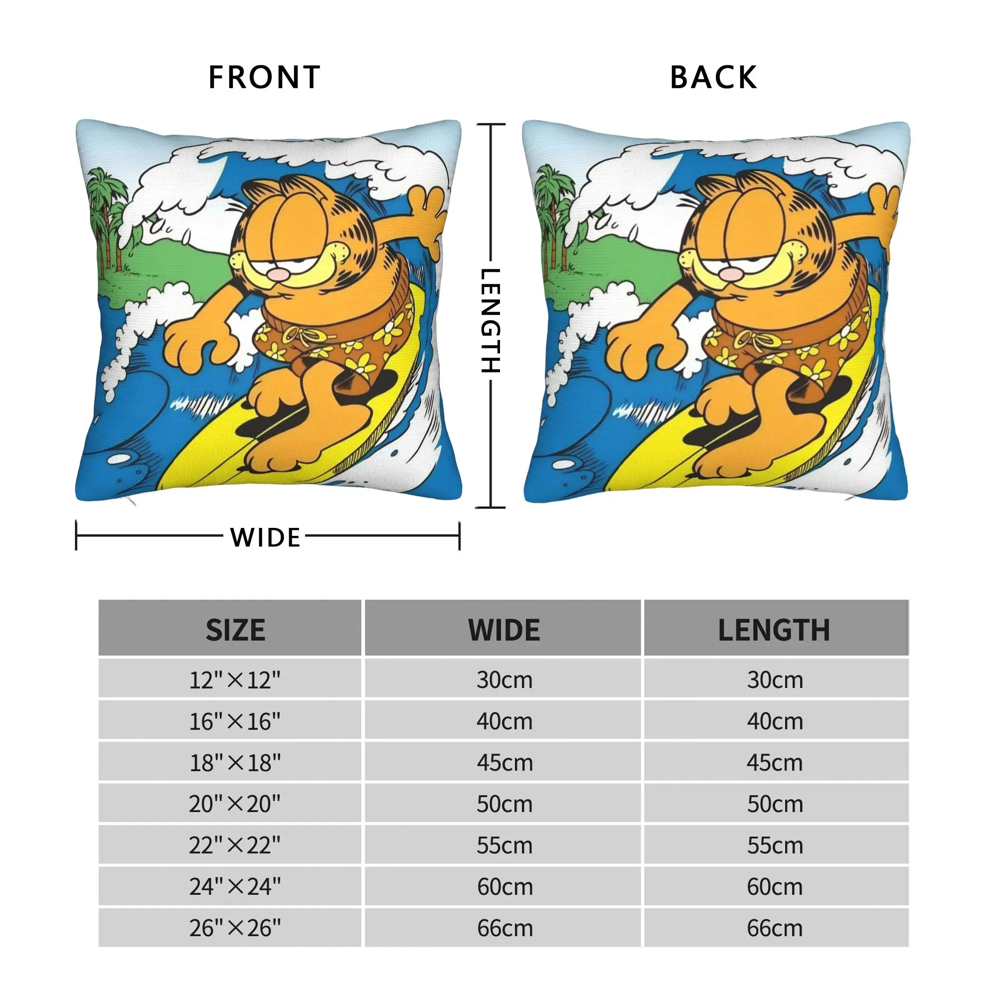 Garfielded Surfing Pillowcase Polyester Cushion Cover Decorative Cartoon Cat Throw Pillow Case Cover Home Wholesale 40*40cm view 3