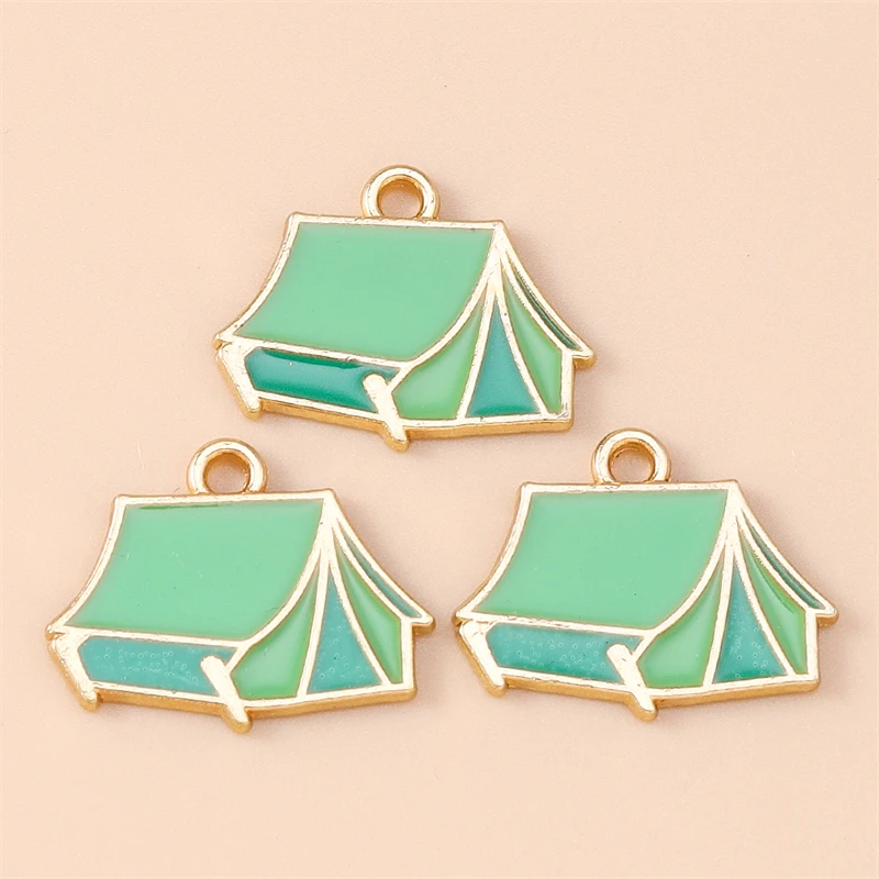 20 Stück 20 x 16 mm niedliche Emaille-Zelt-Charms-Anhänger für die Herstellung von DIY-Ohrringen, Halsketten, Armbändern, Zubehör, Schmuckzubehör – Detail 4