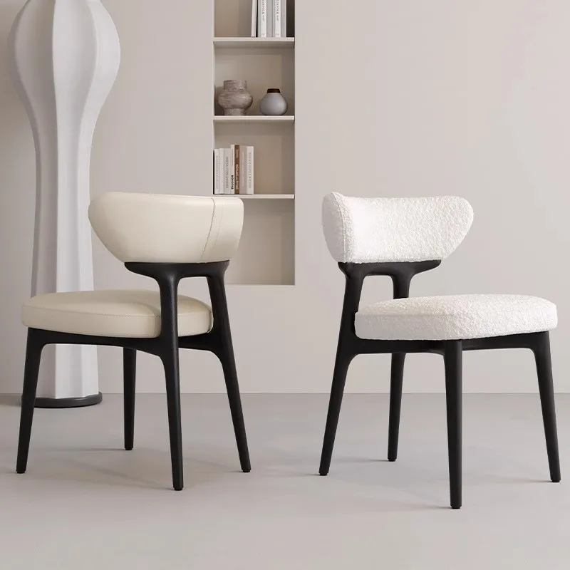 

Italian solid wood dining chair home Nordic designer leather ash wood chair modern simple small apartment back chair