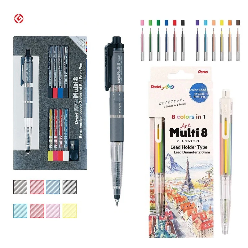 Japonia Pentel Multi+8 Kolorowe Ołówki 802/803, Precyzyjne i Wygodne w Użyciu, Gładkie Pisanie, Przybory Artystyczne do Szkicowania, Ilustracji — zdjęcie produktu 7