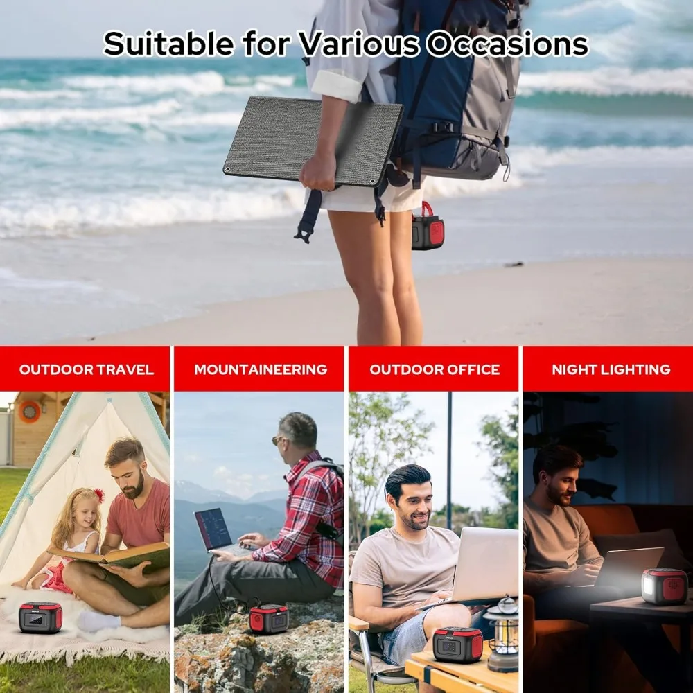 محطة طاقة محمولة 97Wh مولد طاقة شمسية مع تيار متردد/تيار مستمر/USB QC3.0 للتخييم في الهواء الطلق والمنزل الاحتياطي في حالات الطوارئ