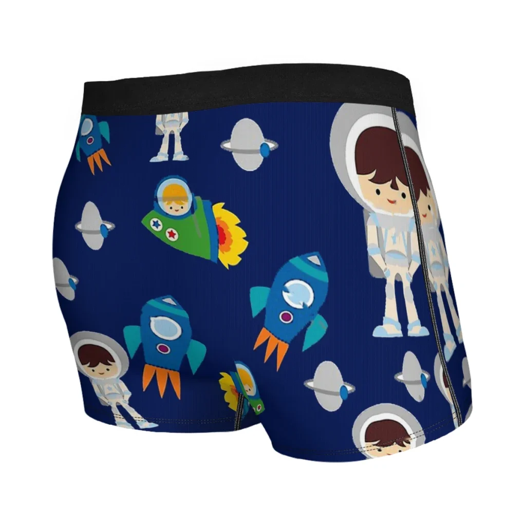 Calzoncillos Bóxer azul marino para hombre, ropa interior transpirable con estampado de astronauta, Wonderful Universe, alta calidad