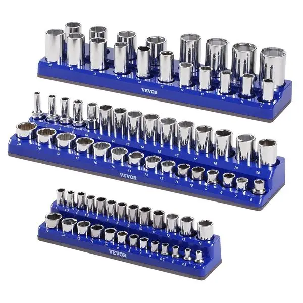 

Magnetic Socket Organizer Set 3PCS Magnetic Socket Trays Blue for Metric