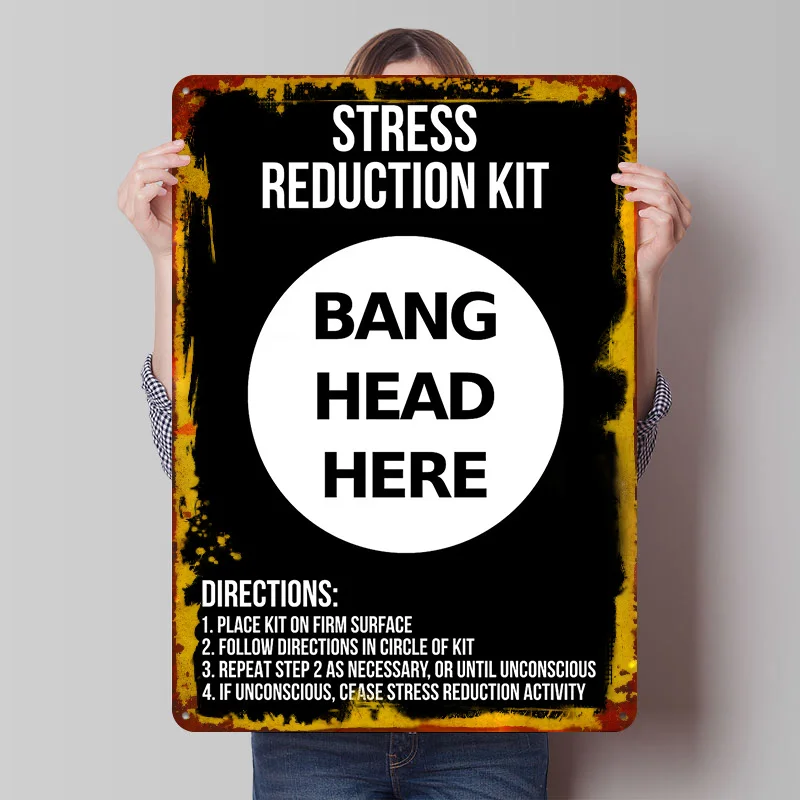 Stress Reduction Kit Printed Poster Customized Retro Wall Art Vintage Metal Tin Signs for Home Desk Decor Bedroom Decoration