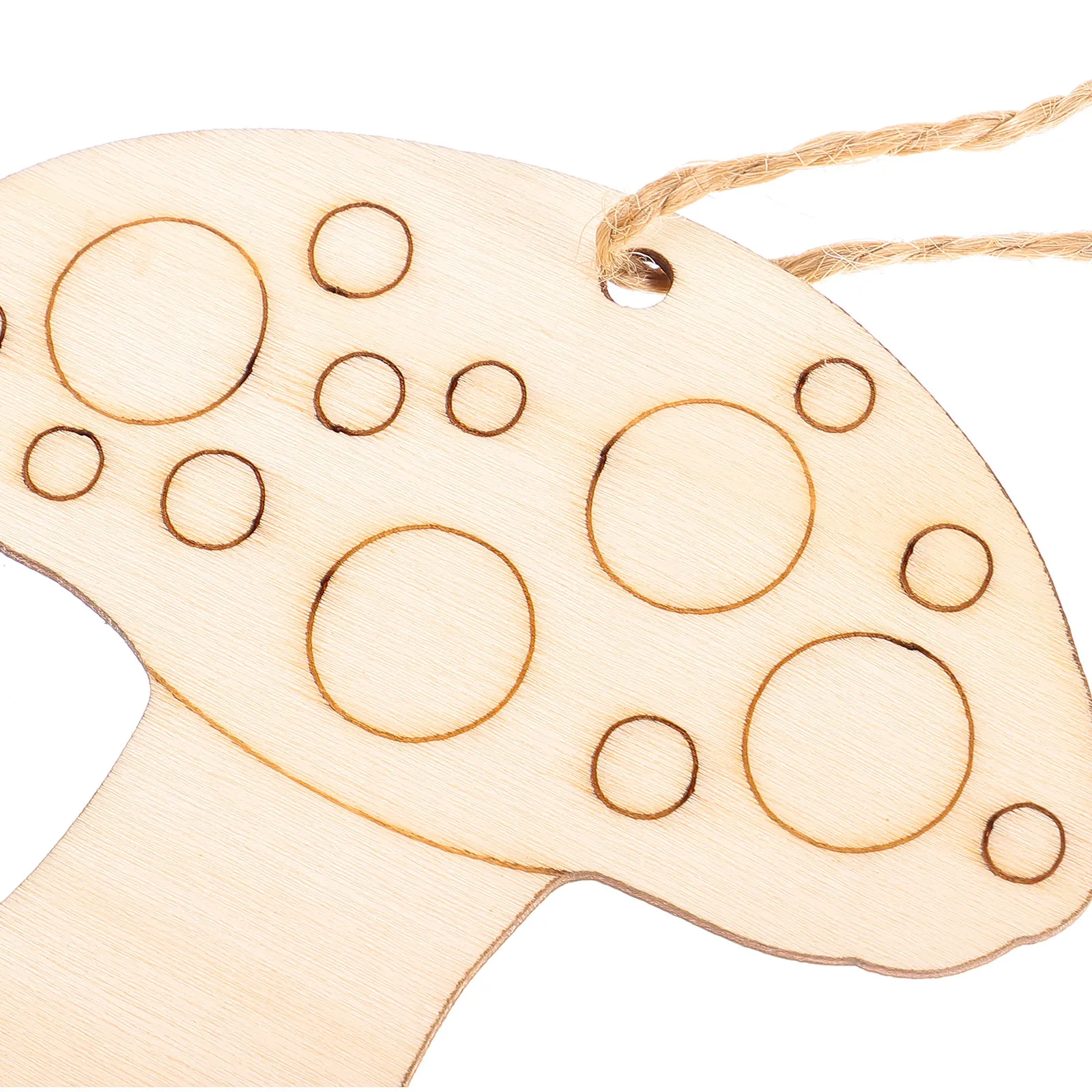 10Pcs Rustic Wooden Mushroom Slices with Pre-Drilled Hole for Hanging Craft Decor Scrapbooking Plaques Sign Making DIY