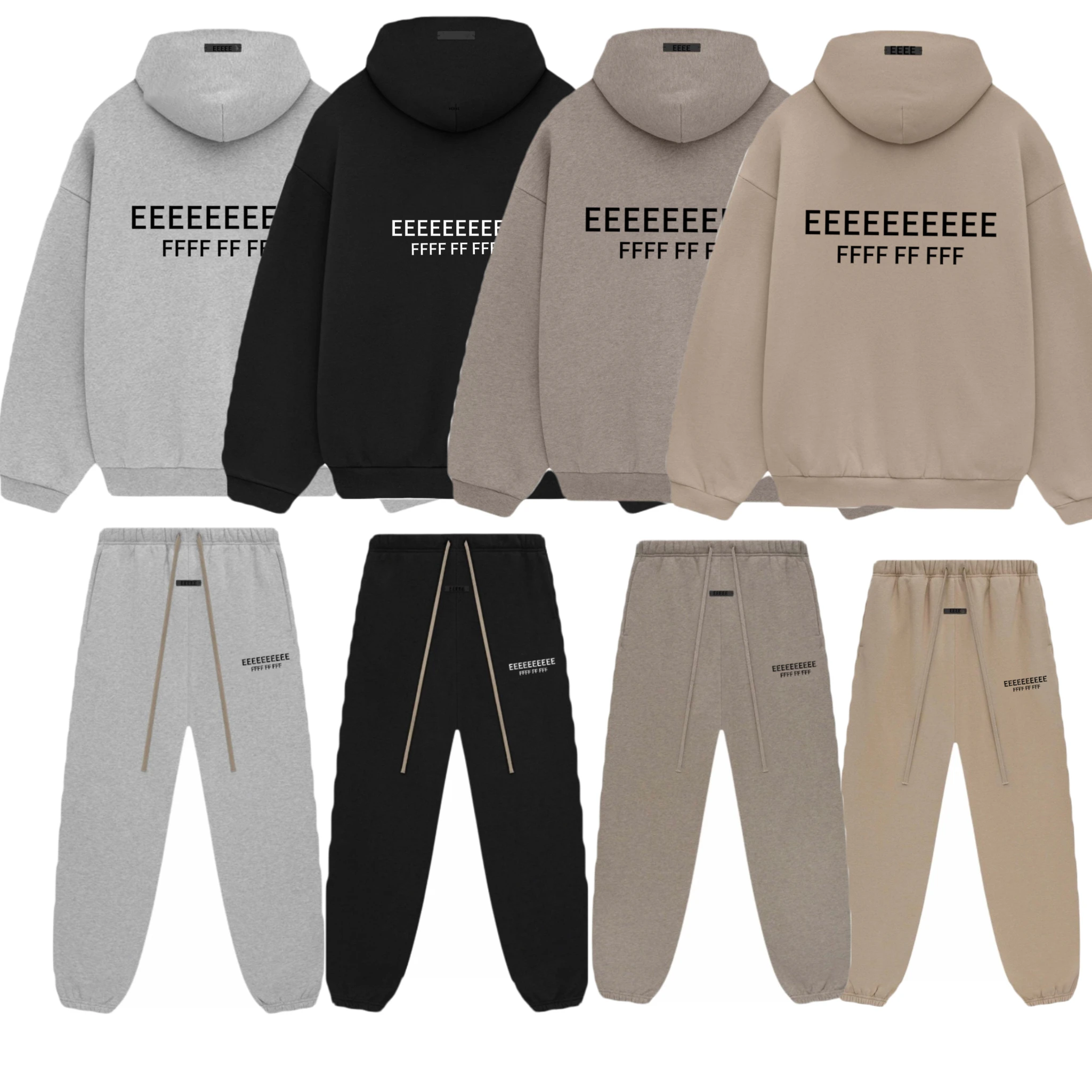 

FW24 Men Set Holiday Core Hooded Simple and Comfortable flannel letter pullover hoodie for men High Quality Black Gray loose fit