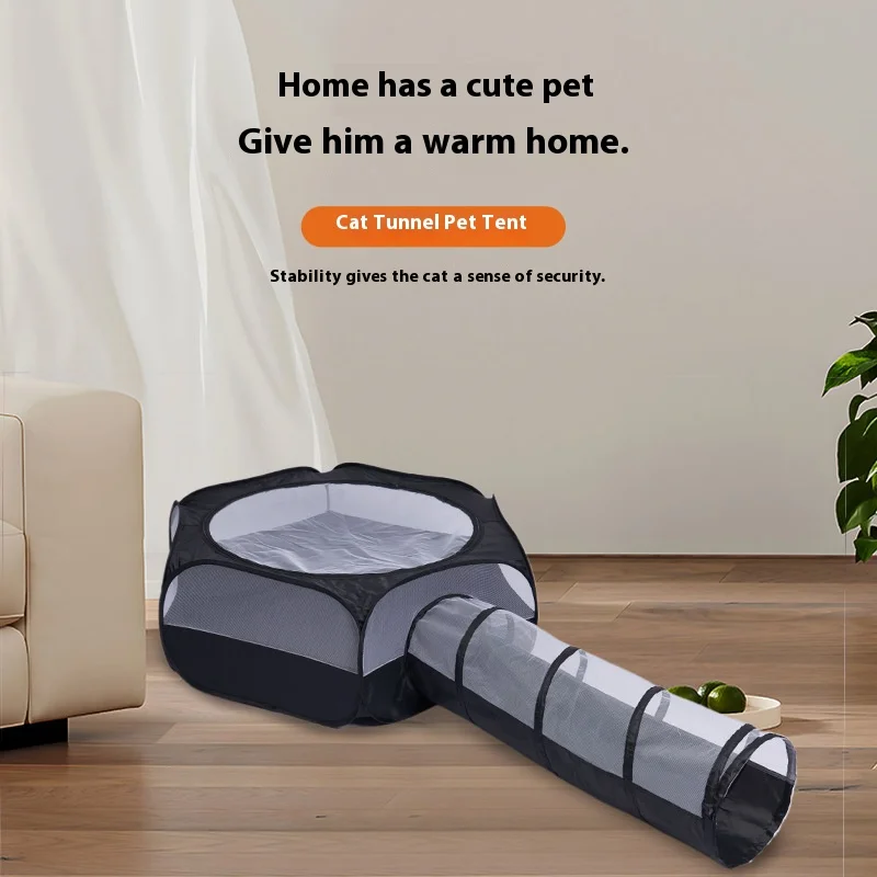 

Foldable Cat Tunnel Tent - 2-in-1 Outdoor/Indoor Playhouse with Safe Passage for Self-Entertainment