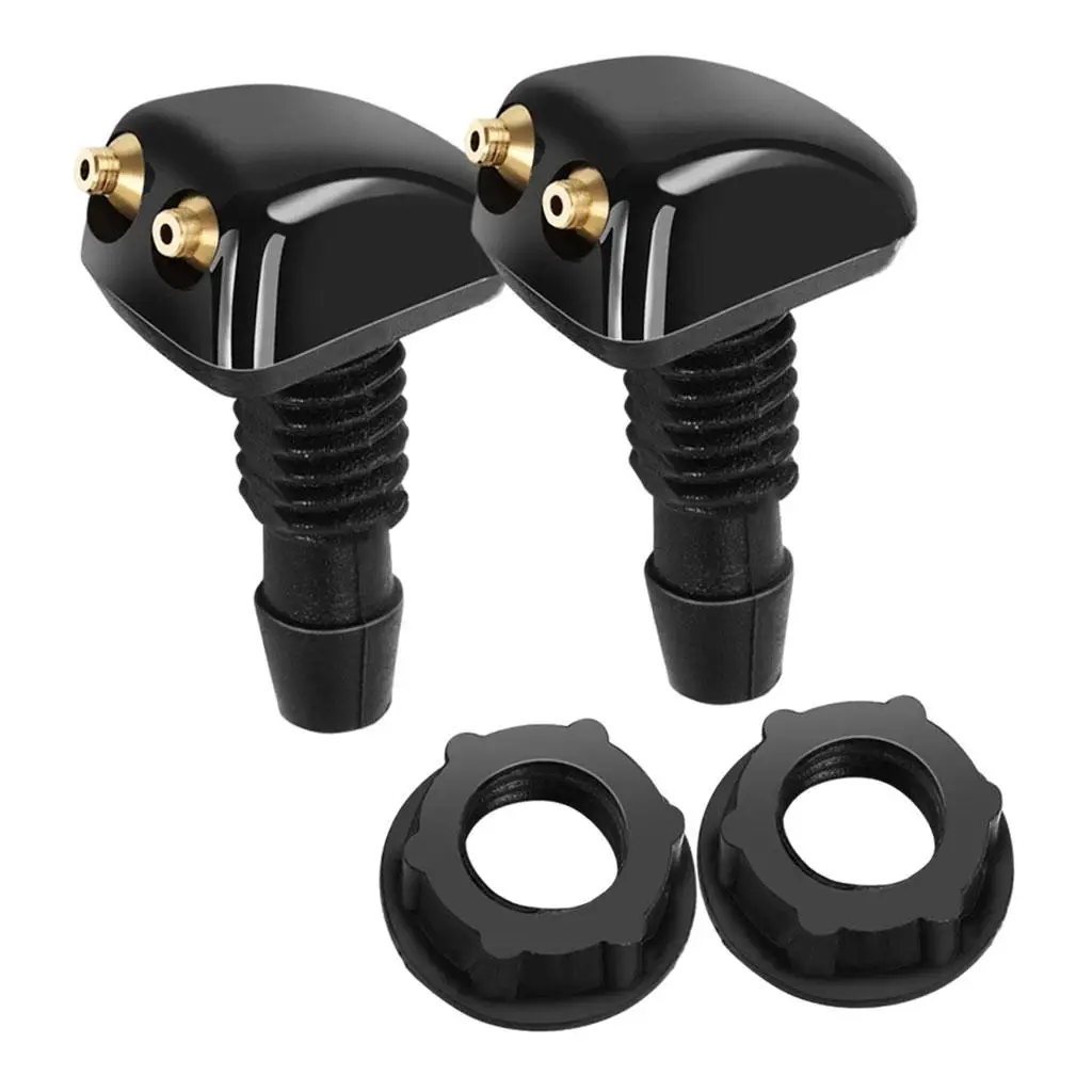 Universal Double Hole Windshield Washer Nozzles Front Car Water Spray Jet Kit Nylon Black Replacement Parts