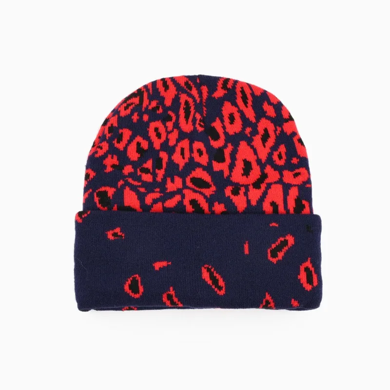 Individuell bestickte Logo-Strickmütze mit Leopardenmuster, warm und ohrenschützend für Herbst und Winter, Hip-Hop-Ohrenschutz-Skull-Beanie. – Detail 7