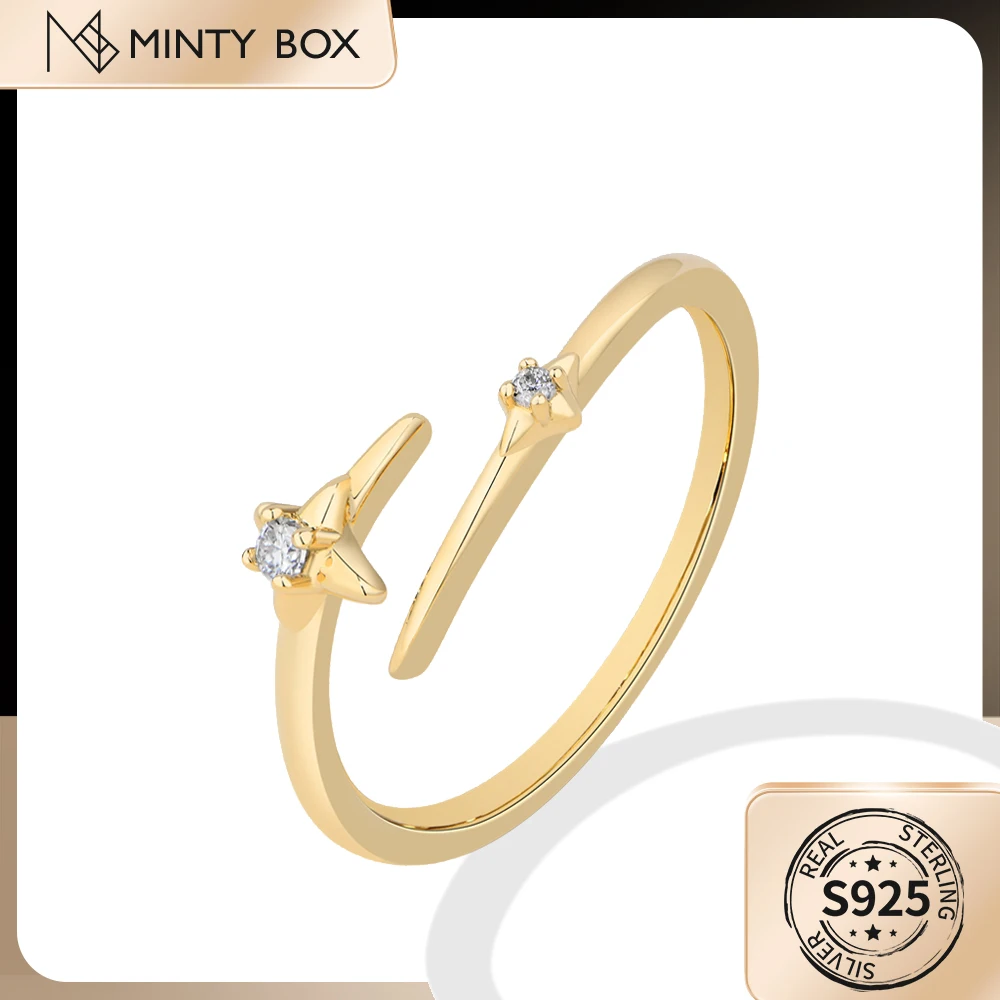 

MINTYBOX Moissanite Ring Star Synthetic Flying Plane Open Finger Rings S925 Silver for Women Anniversary Engagement Fine Jewelry