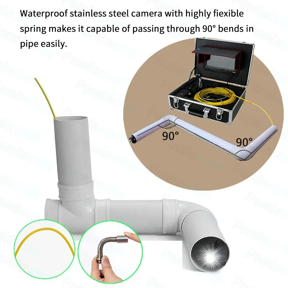 WP90A endoscope camera 90 degree water pipe detector wall detection video inspection pipeline endoscope  industrial 20M 50M 100M