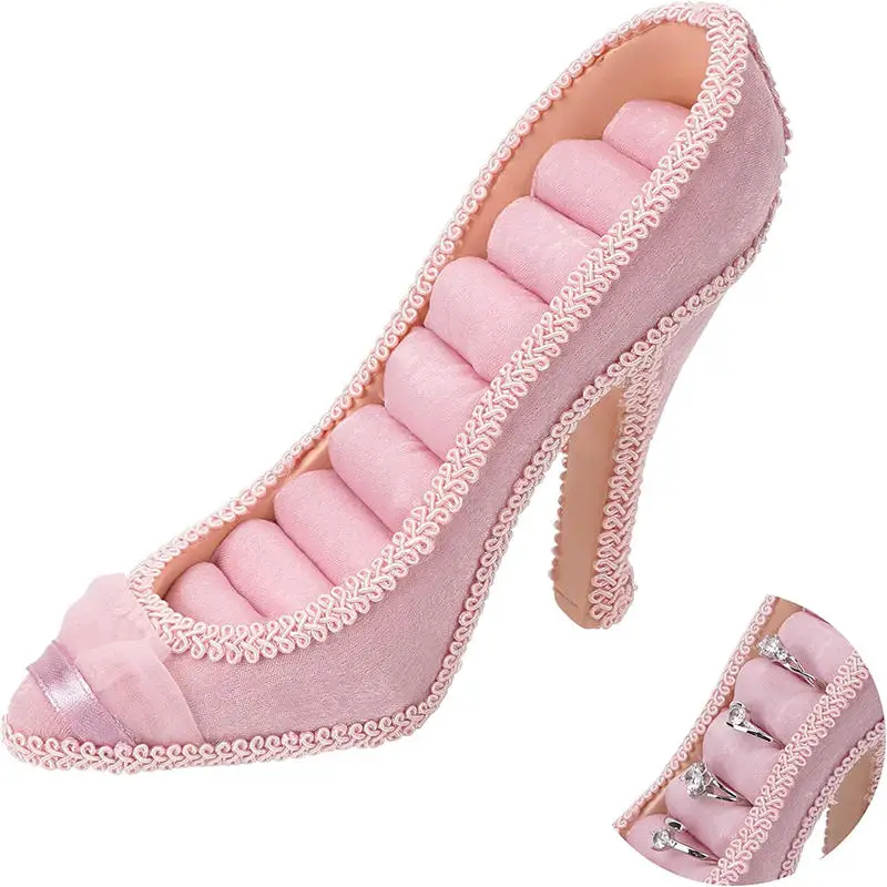 High Heels Shoe Model Ring Jewelry Display Stand Holder Earring Rack Jewellery Tray Storage Organizer Case For Counter Display