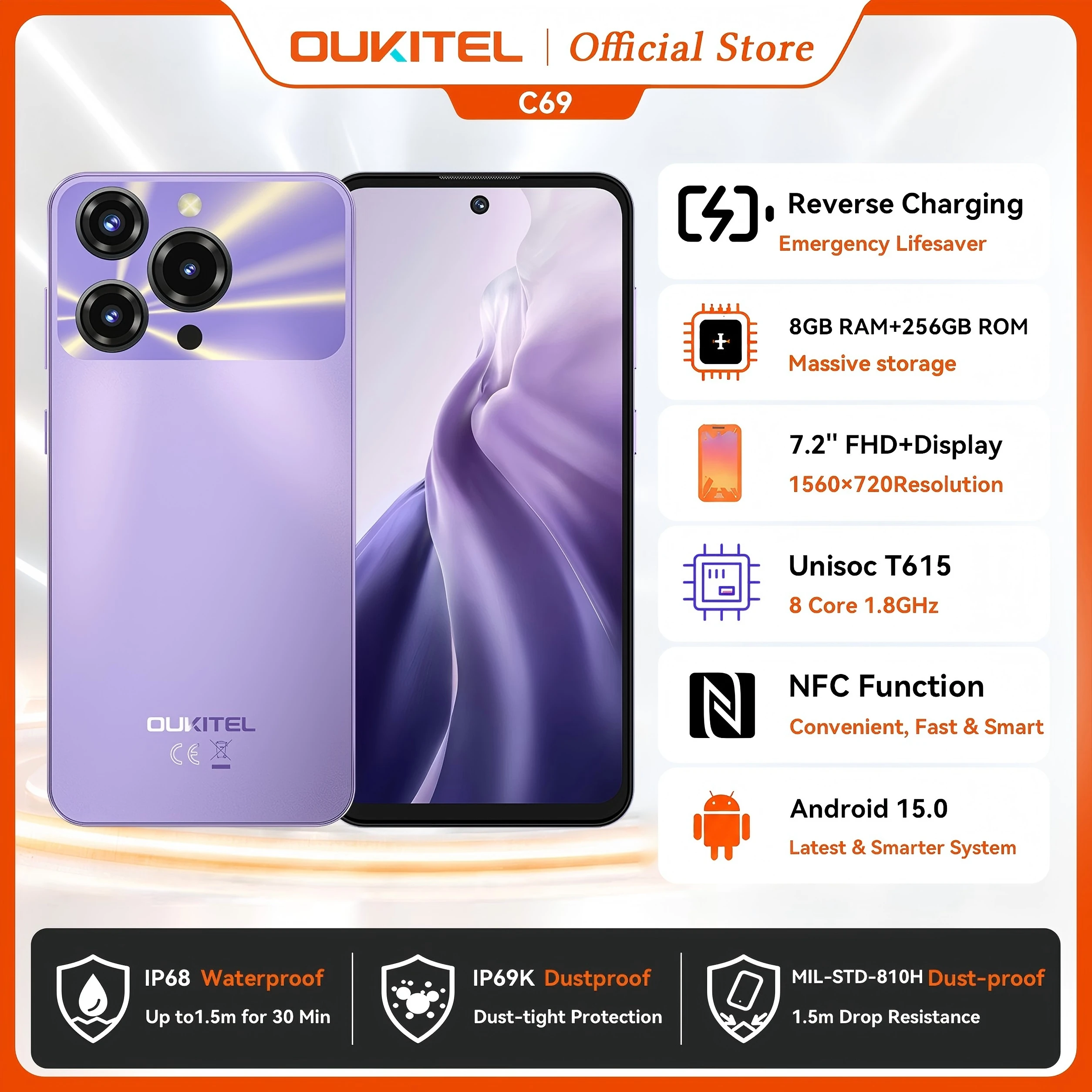 OUKITEL C69 Smartphone 7.2