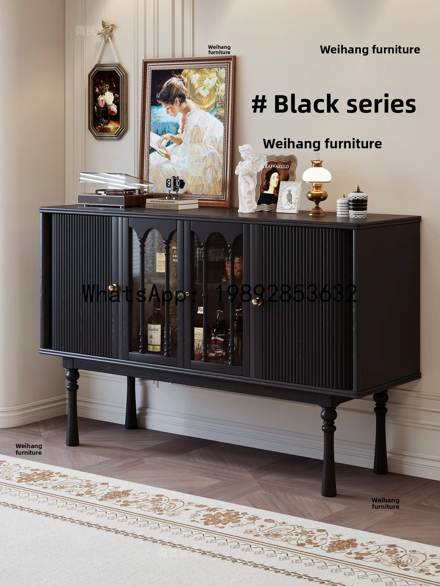 YFY American Retro Style Solid Wood Wine Cabinet Storage Organizer High-End Elegant Tea Cabinet Dopamine Decorative Cabinet