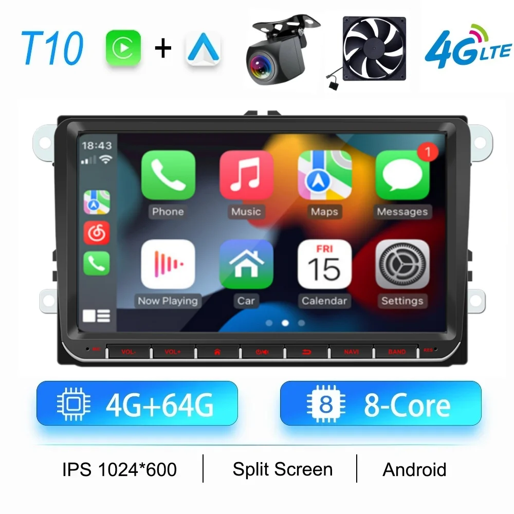 2Din Autoradio Android voor Volkswagen Golf 5 6 Polo Passat B6 B7 CC Skoda Jetta Universele Multimedia Carplay Wifi GPS Navigatie
