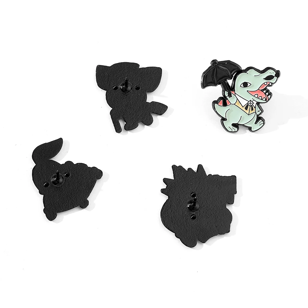 Desenhos animados Animated Pokémon Broche, Bonito Dinossauro Azul Esmalte Pin, Emblema De Metal, Mochila Jóias, Acessórios de Vestuário, Presente, 4 Pcs