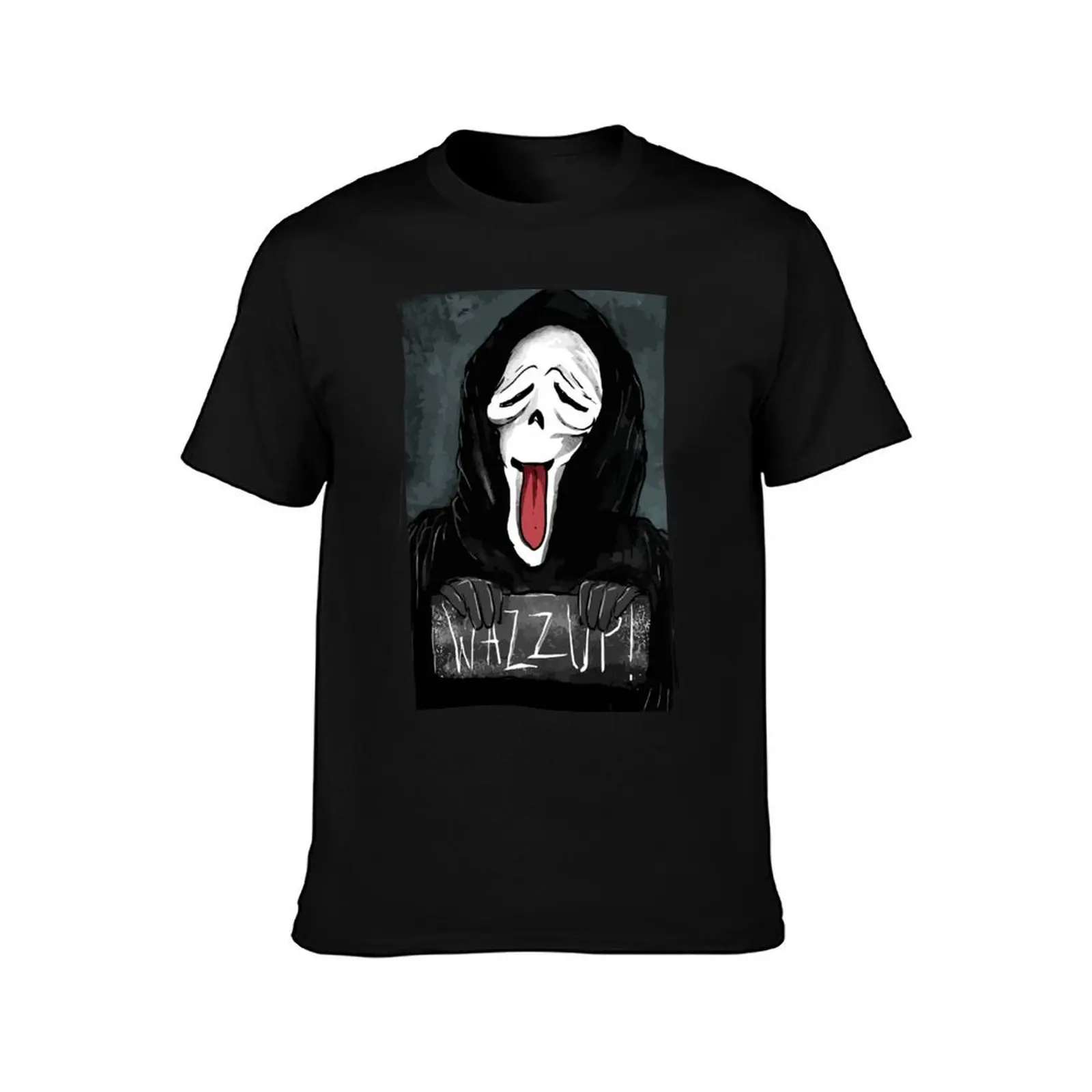 Ghost Face Wazzup T-Shirt blue lock valentines boutique clothes anime shirt mens graphic t-shirts