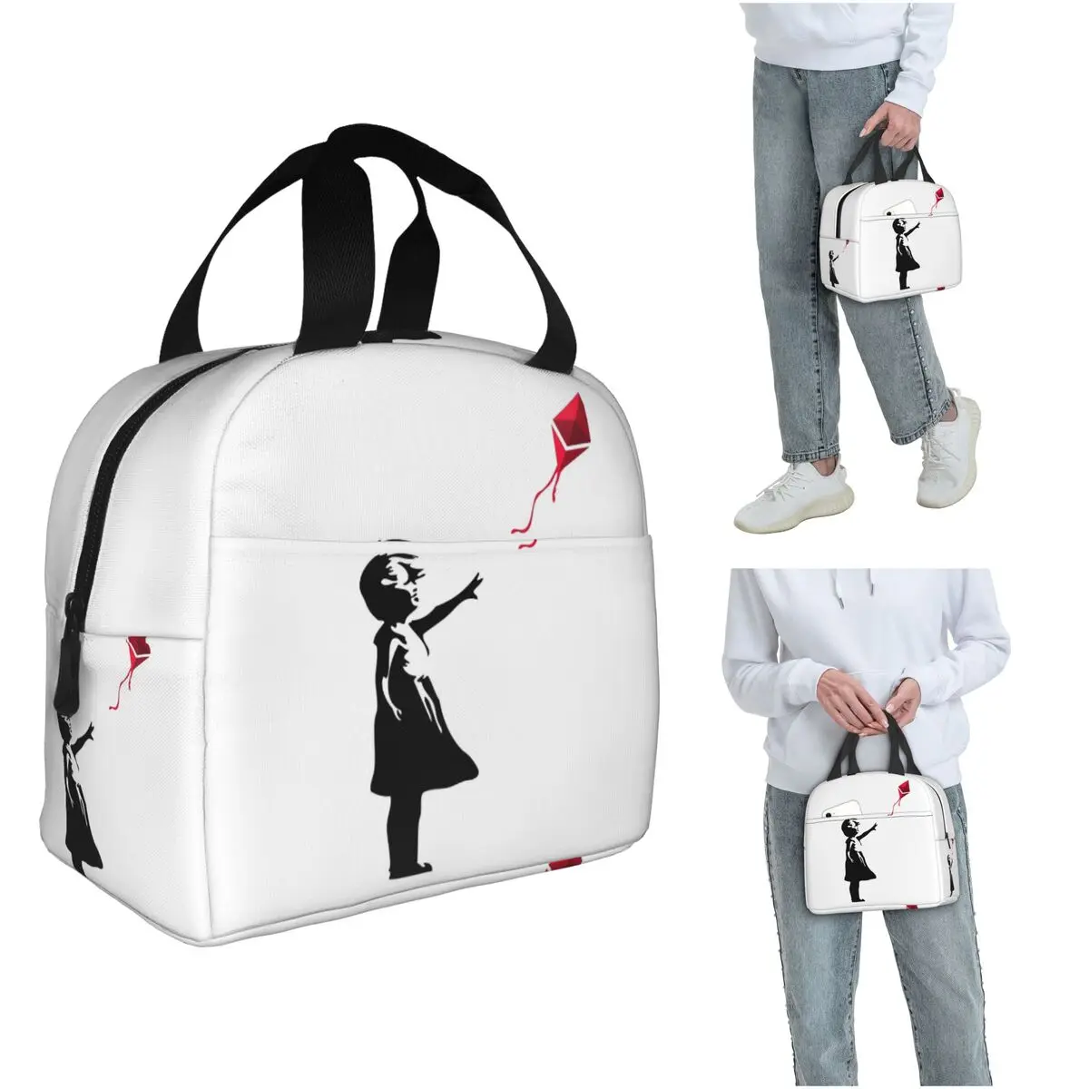 

Изолированная сумка для обеда Ethereum X Banksy Balloon Girl для женщин и детей, портативные контейнеры для еды, термосумка для обеда