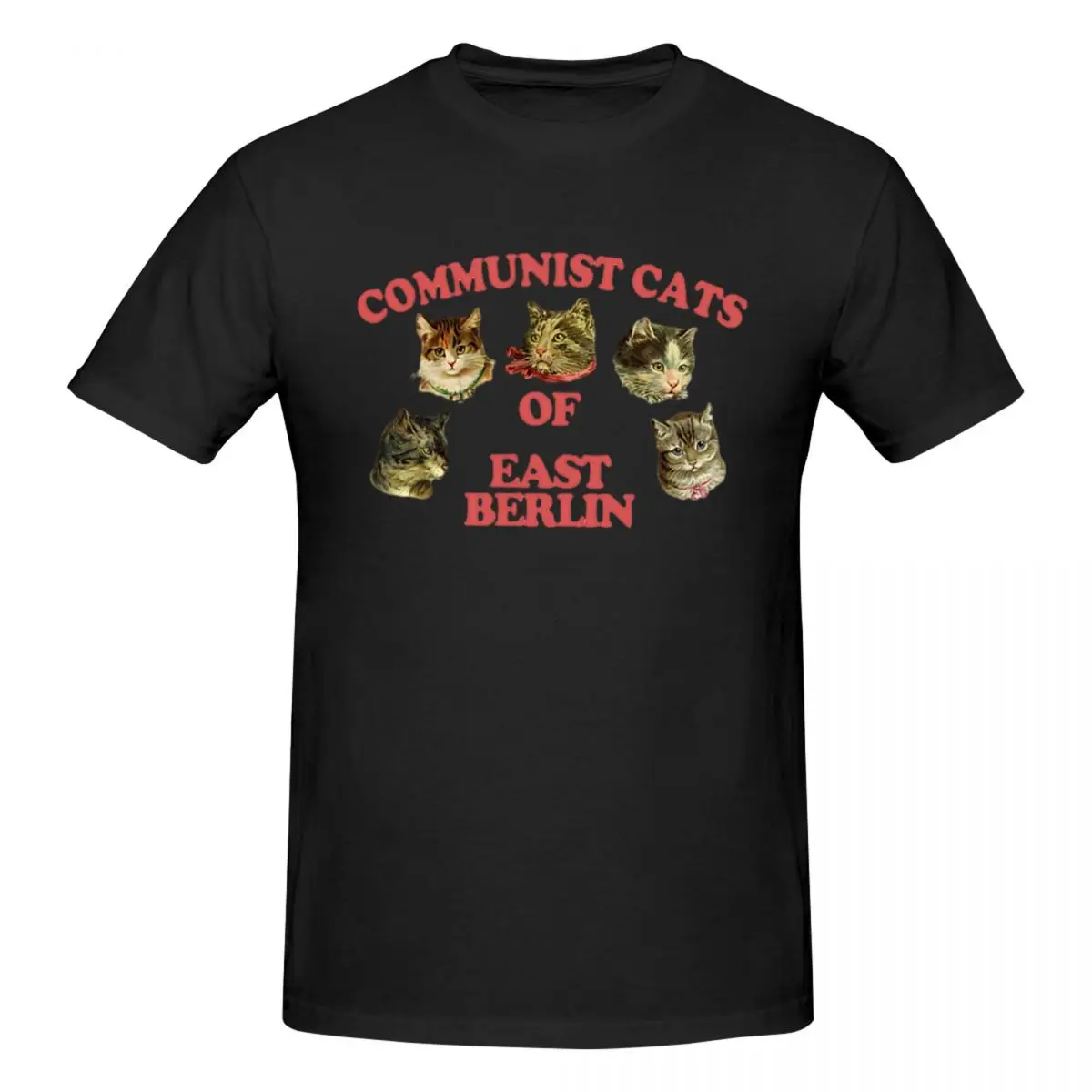 Communist Cats Of East Berlin Retro Style Cat Lover Gift! Men T-Shirt T Shirts Men's Round Neck Cotton Tees Short Summer Male