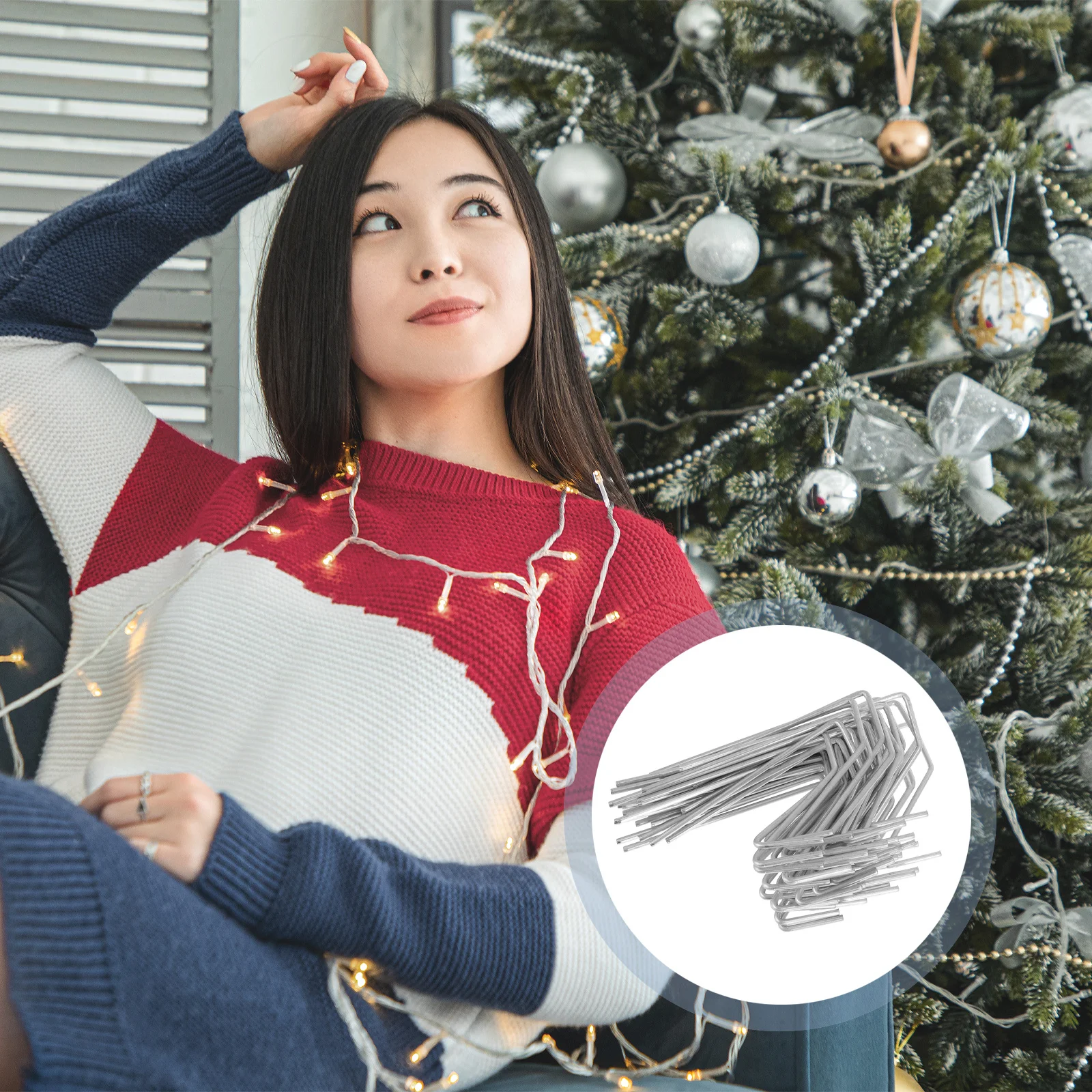 

50Pcs Xmas String Lamp Hooks Metal Creative Hanging Clips for Christmas Light Decor Party Home Festival Use