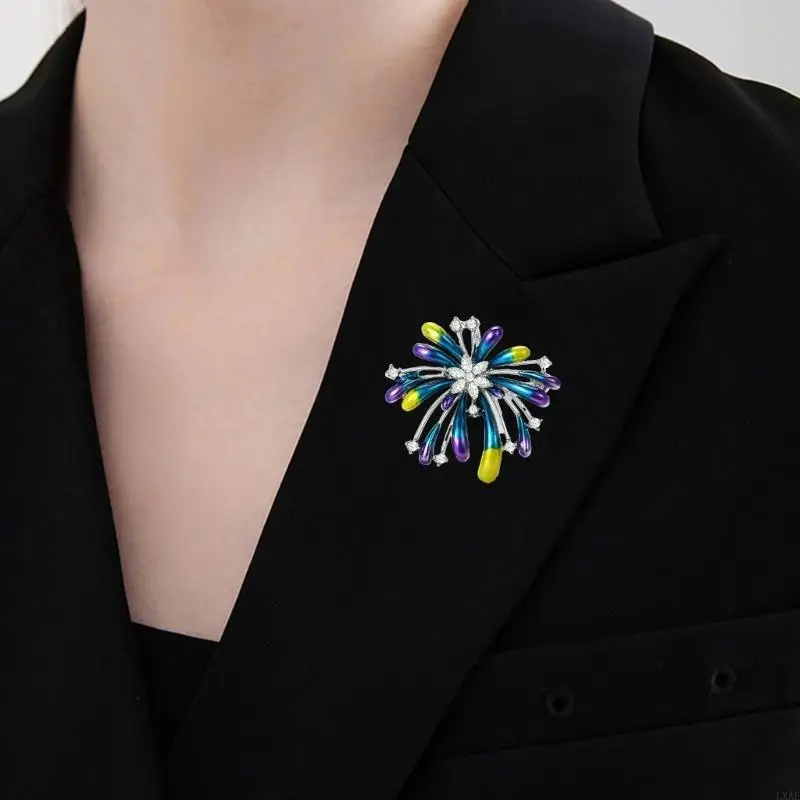 Artistic Expression Brooch Depicting Romance Pyrotechnics Featuring Crystals Embellishments for Gift Giving