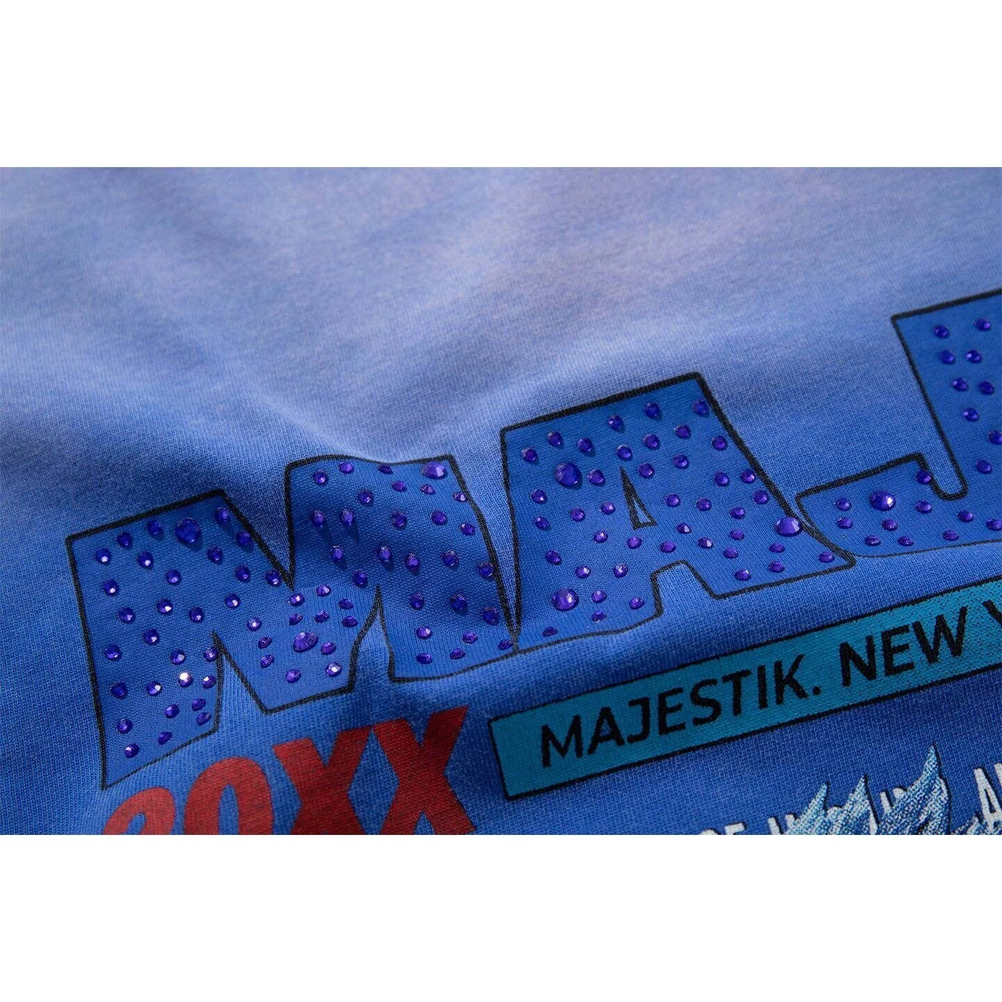 MAJESTIK Embroidered Diamond Letter Print Short-Sleeved T-Shirt - Loose-Fitting Retro Washed Men's and Women's Tops Trendy