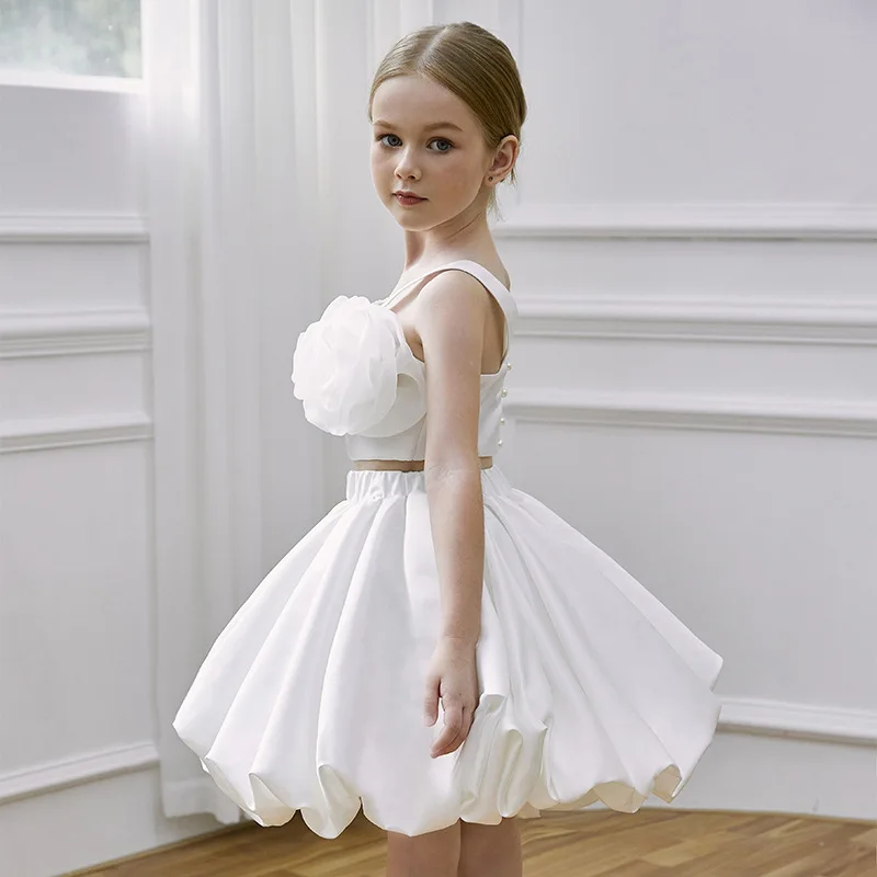 Childrens Flower Dress Birthday Princess Dress Little Girls High End and Stylish Two Piece Childrens Dress Performance