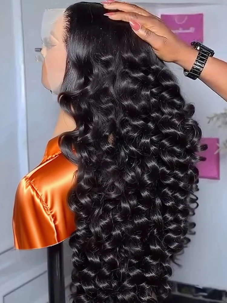 40 بوصة 13x6 HD موجة فضفاضة الدانتيل الجبهة خصلات الشعر المستعار الإنسان 250 الكثافة البرازيلي فضفاض عميق مجعد 13x4 360 الدانتيل الباروكات الأمامية للنساء