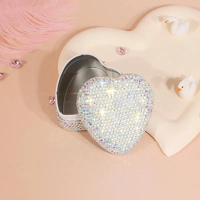Funkelnde Strass-Metall-Blechdose Schmuck-Aufbewahrungsbox für Halsketten – Detail 7