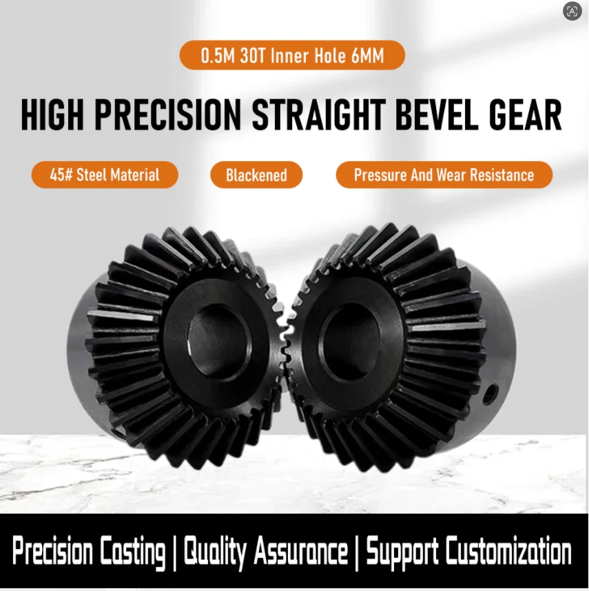 Bevel Gear 0.5M 30Teeth With Inner Hole 6mm 90 Degree Drive Commutation 45#Steel Gears With Screw Smooth Operation