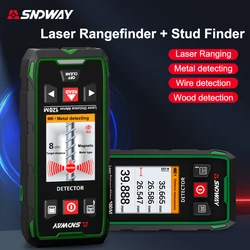 SNDWAY Stud Finder 5 in 1 Stud Finder Tool with Laser Distance  Live Cable Metal Depth Measurement Finder Wall Detector Scanner