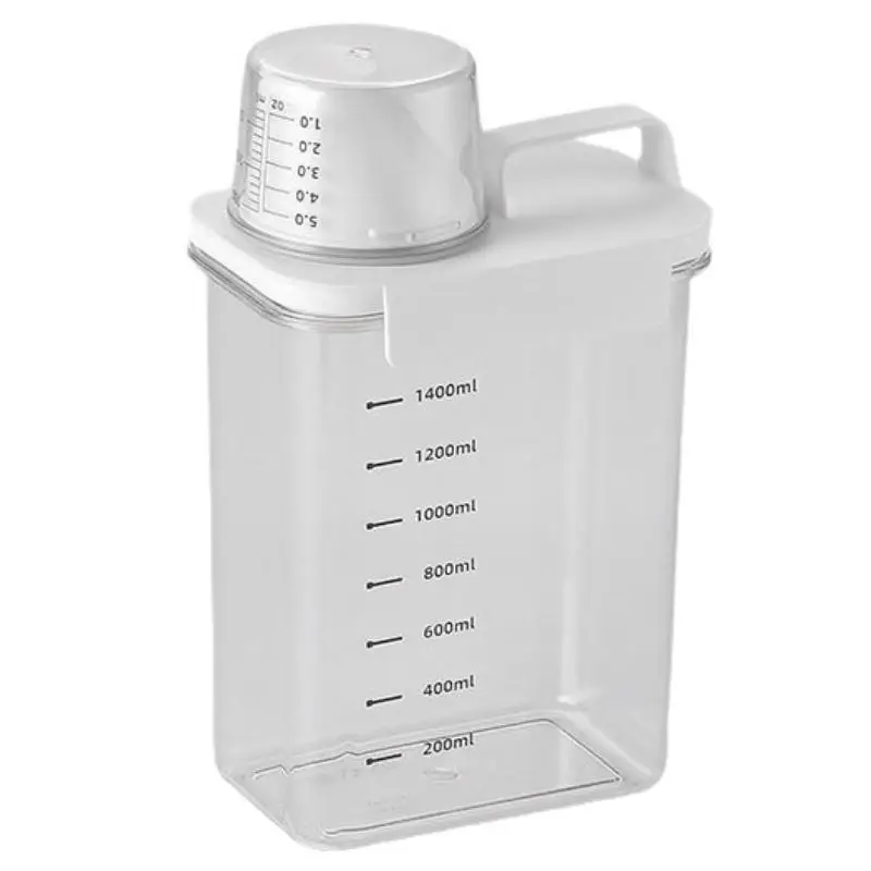 Airtight Laundry Detergent Dispenser Reusable Clear Washing Powder Liquid Storage Holder with Lid for Eco Friendly Home Laundry