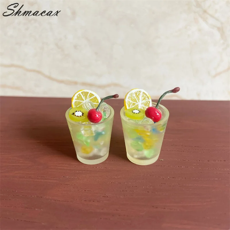 Dollhouse Mini Colorful Mini Fruit Ice Drink Cup Kitchen Food Toy Model Dolls House Scene Decor Accessories Photography Props