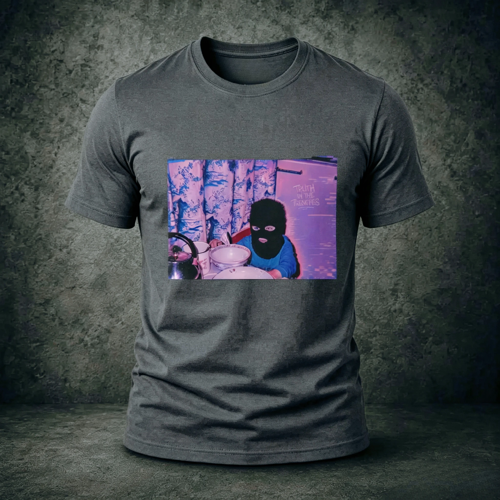 Funny Meme Pattern T-shirt Men's Ski Mask Humorous Satire Short Sleeved T-shirt Retro Vaporwave Aesthetic Neutral Casual Top - view 3