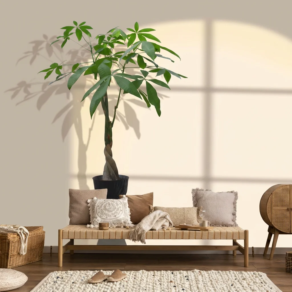 Greenery and window shadows under natural light, background wall for living room and bedroom, self-adhesive material.