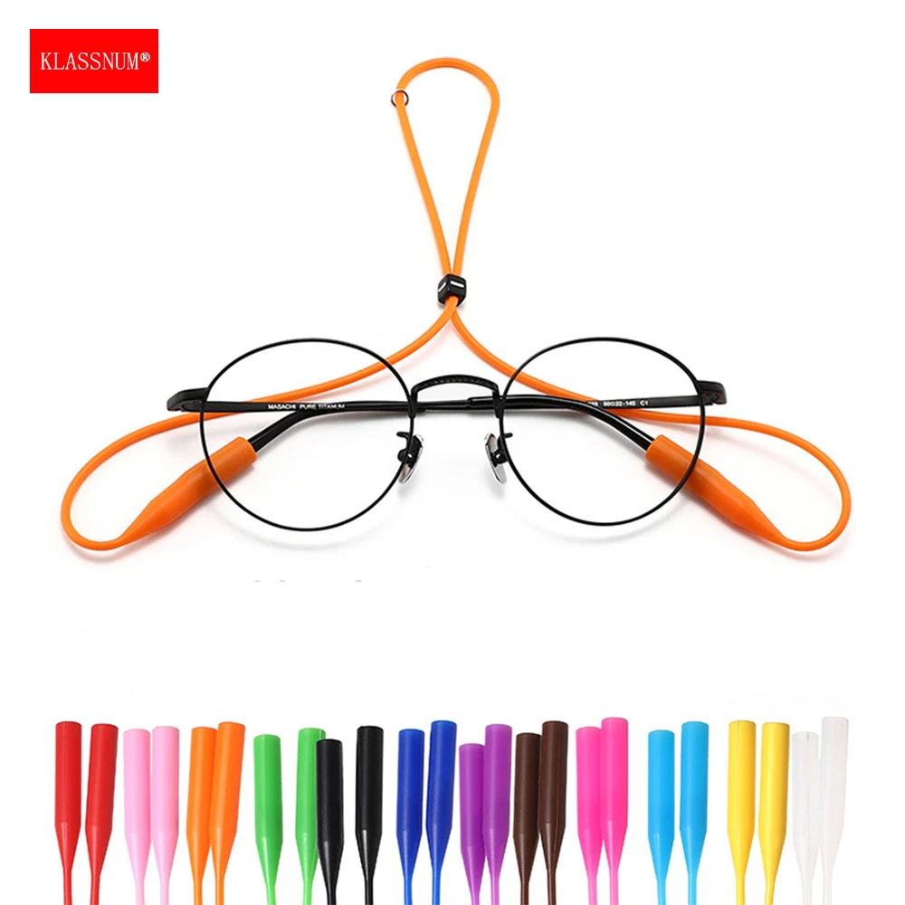 

KLASSNUM 54cm Silicone Glasses Rope Non-slip Strap Adjustable Glasses Lanyard Sports Reading Glasses Retainer Solid Color 2023