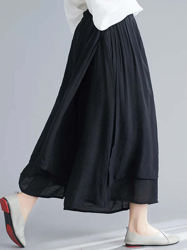 Pantaloni a gamba larga a vita alta Pantaloni casual di colore puro di arte della seta di lino di cotone della nuova estate delle donne Vintage Sle diciotto lunghezza