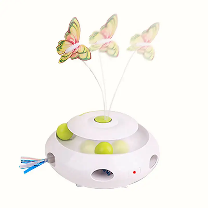 

Interactive Smart 3 in 1 Cat Flutter Butterfly Rotating Toy Automatic Whack a Mole Poping Cat Teaser Toy With Rolling Ball