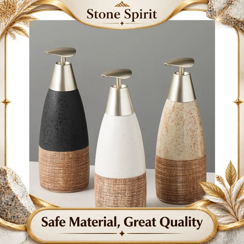Vintage Ceramic Soap Dispenser Bottle Refillable Pump for Bathroom Shampoo Lotion Liquid Hand Wash Container 20cm Home Decor