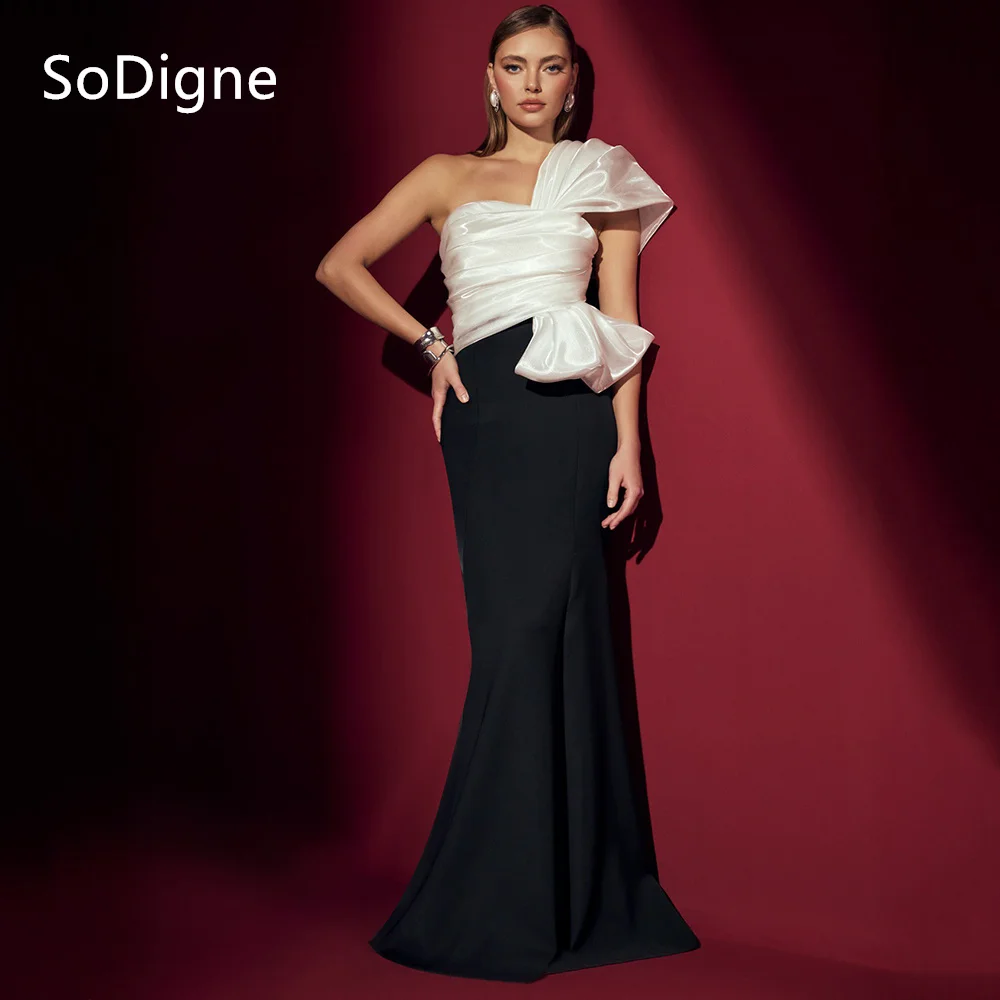 

SoDigne Elegant White Satin Evening Dresses Sleeveless Pleats Party Dress Simple Mermaid Prom Gowns Customized