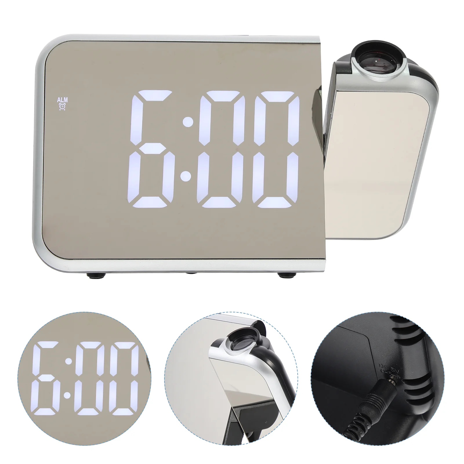 

Mirror Projection Alarm Clock Desk Electronic Indoor Bedroom Student