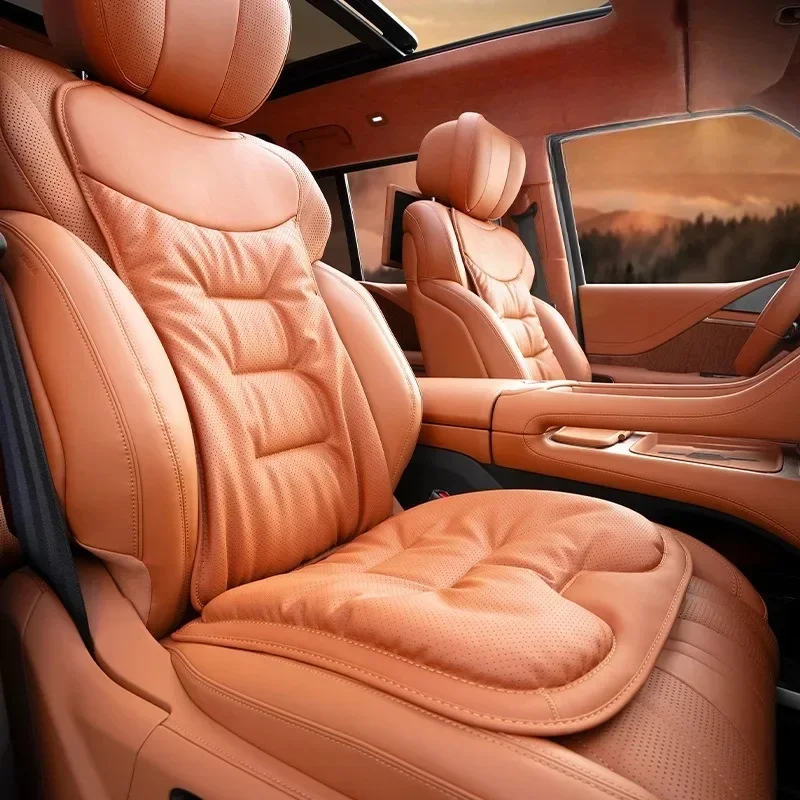 High Quality Universal Nappa Leather Full Set Car Seat Covers Soft Breathable Auto Seat Cushion Vehicle Interior Protective Acce