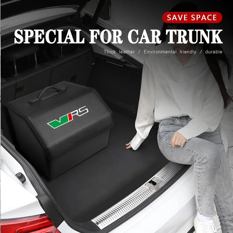 Car Foldable Storage Box Trip Camping Leather Bag For Skoda VRS Octavia Rapid Kodiaq Karoq Fabia Kamiq Superb Derivative VisionS