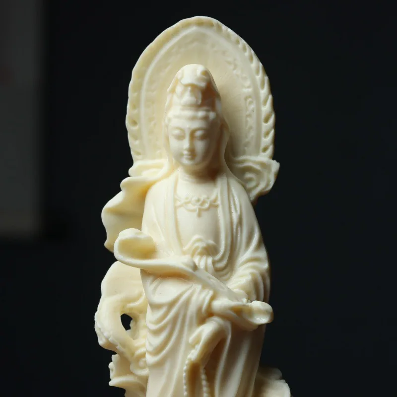 Ivory Nut Carving Ruyi Yulong Guanyin Bodhisattva/Buddha Statue Living Room Entrance Wooden Craftwork Ornaments