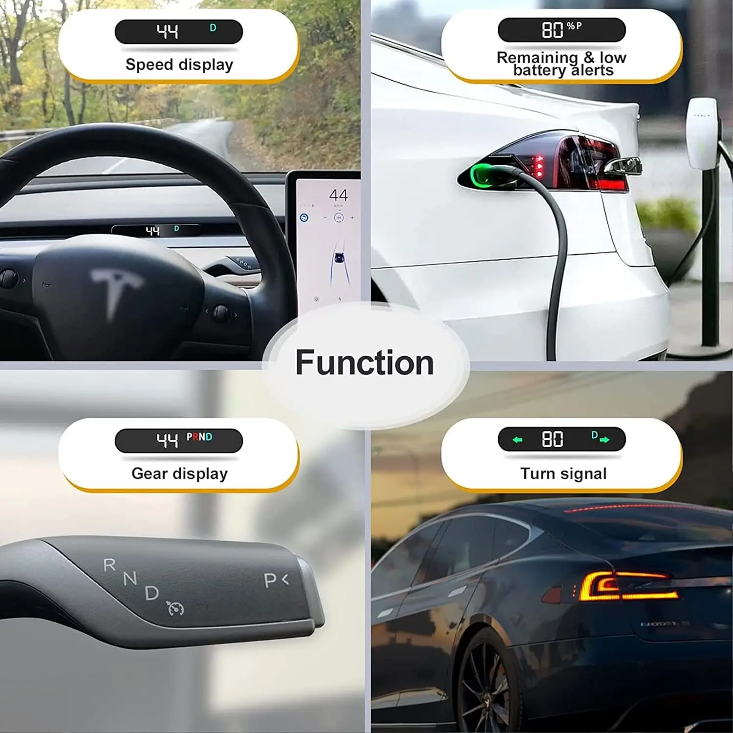 Hidden HUD Dashboard For Tesla Model 3 Model Y 2019-2022 Digital Heads Up Display Smart Speedometer Gear Position Battery Free